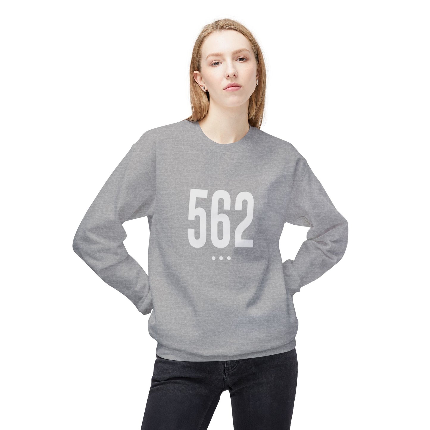 562 White Logo Front Unisex Crewneck Sweatshirt