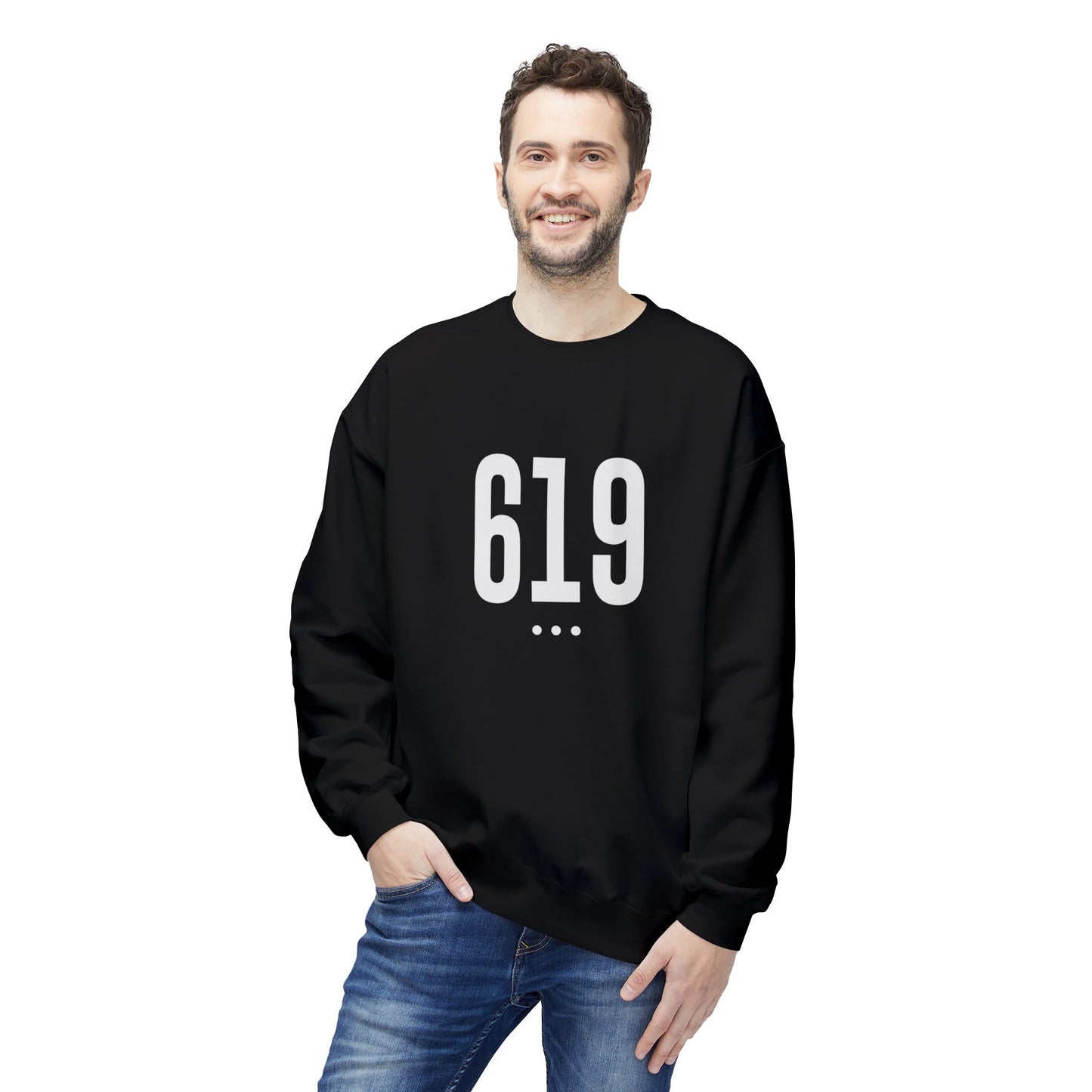 619 White Logo Front Unisex Crewneck Sweatshirt