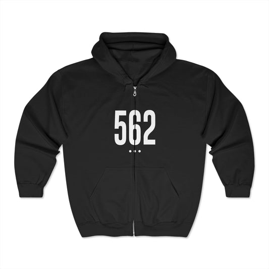 562 White Logo Front Zip Hoodie