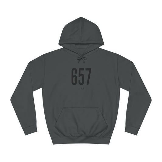 657 Black Logo Front College Hoodie