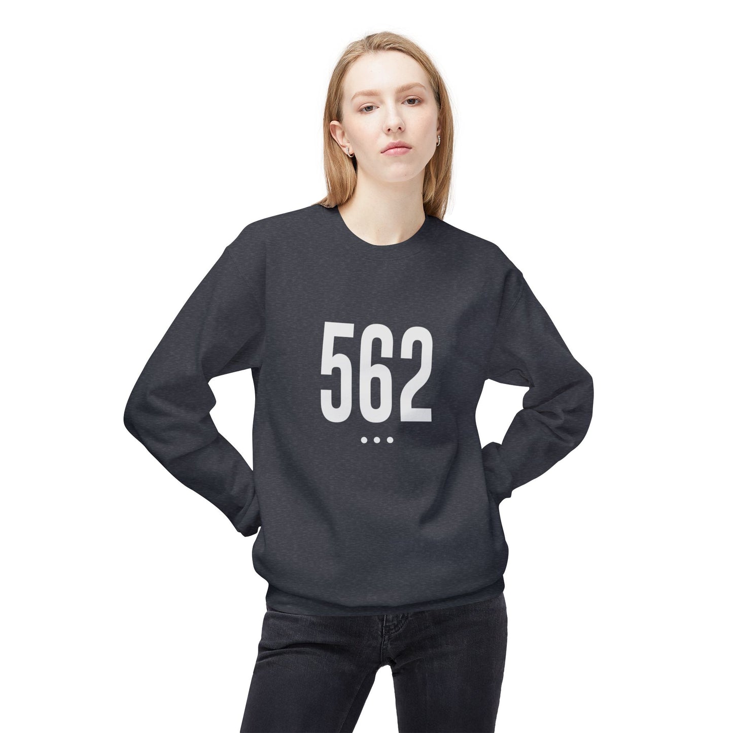 562 White Logo Front Unisex Crewneck Sweatshirt