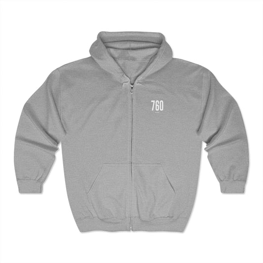 760 White Logo Zip Hoodie