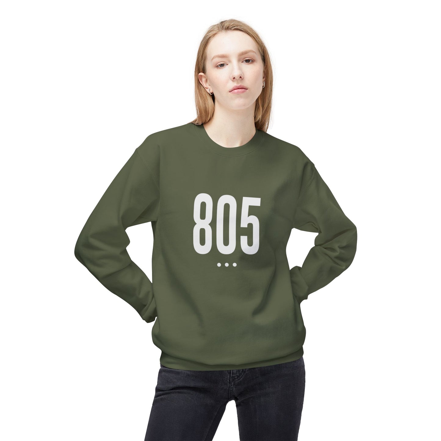 805 White Logo Front Unisex Crewneck Sweatshirt