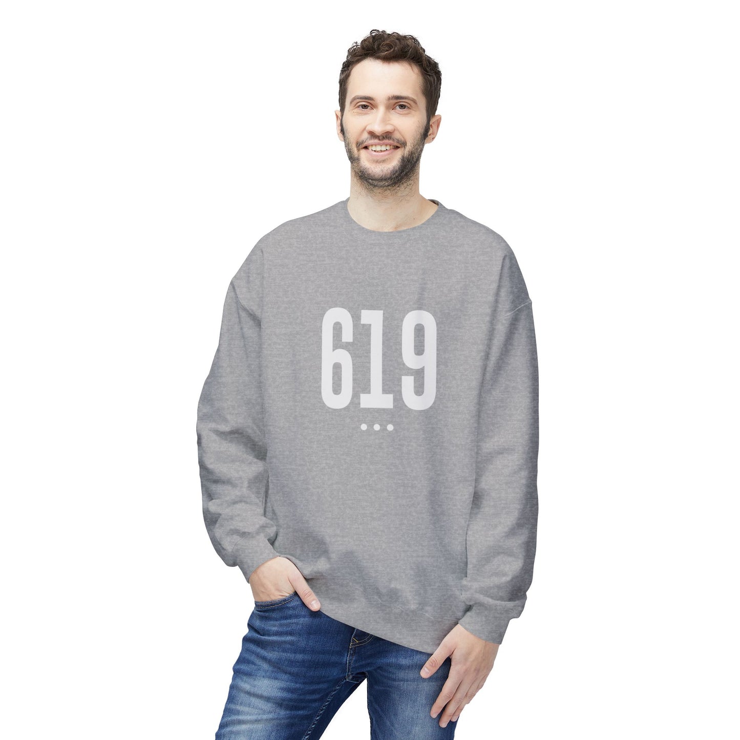 619 White Logo Front Unisex Crewneck Sweatshirt