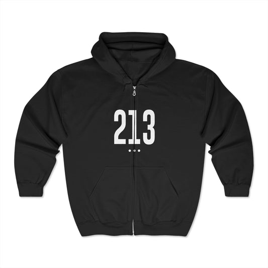 213 White Front Logo Zip Hoodie