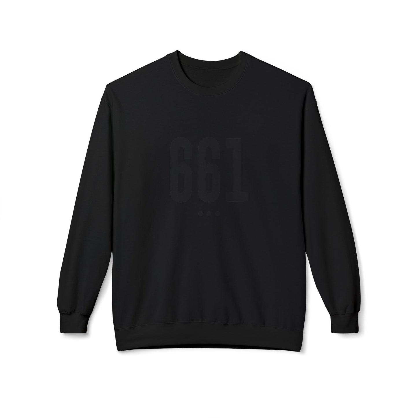 661 Unisex Black Logo Front Crewneck Sweatshirt