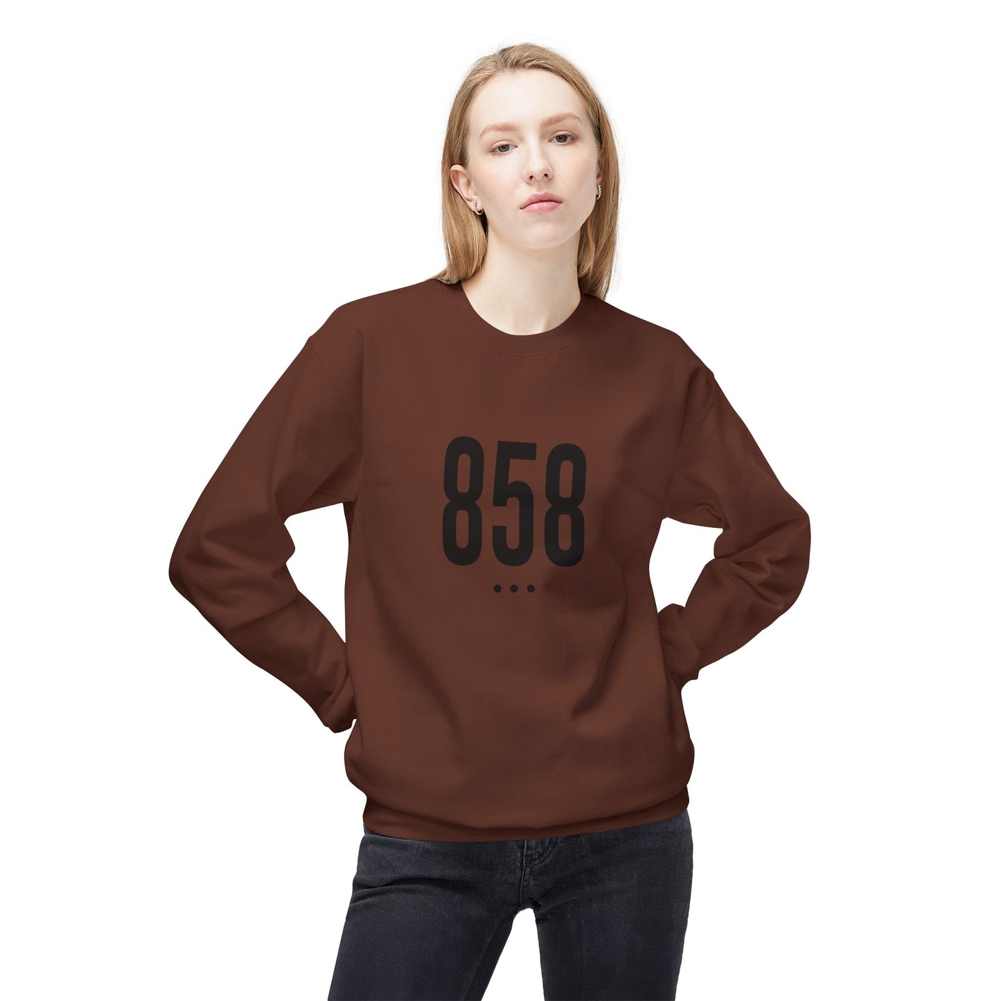 858 Black Logo Front Unisex Crewneck Sweatshirt