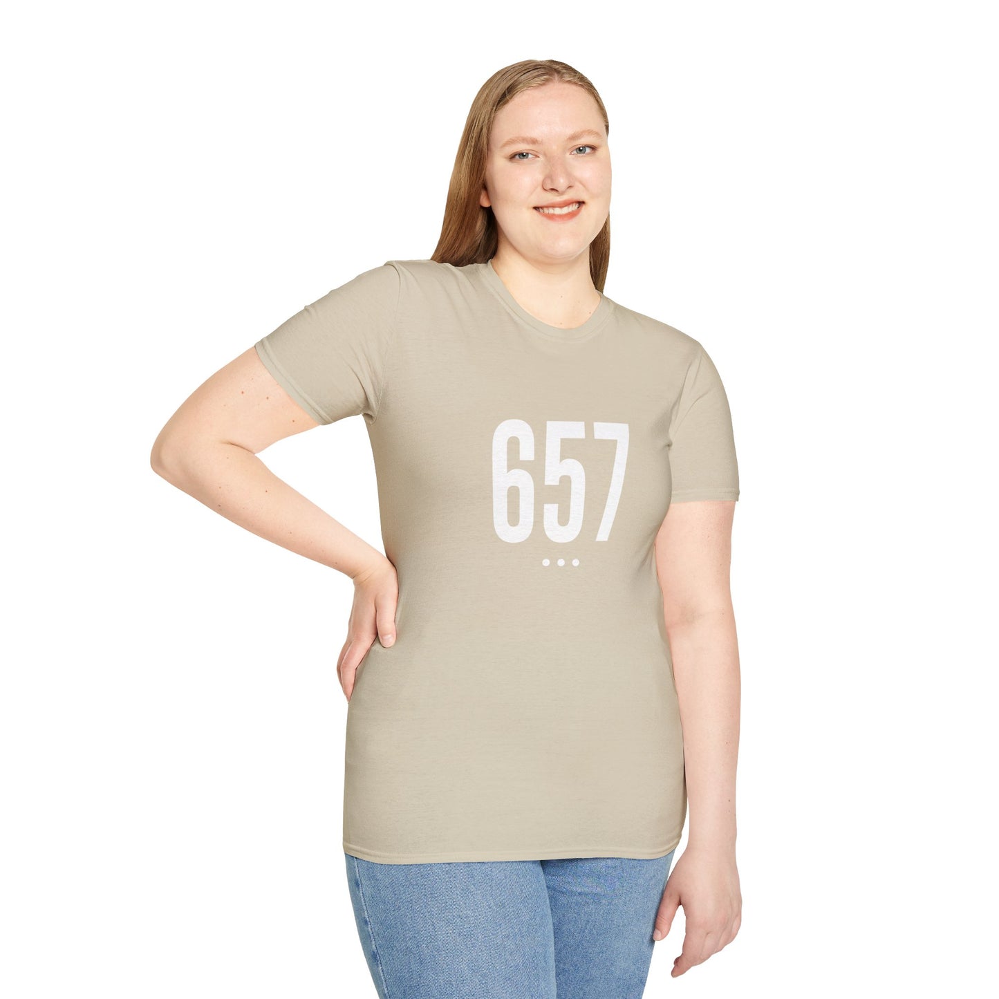 657 White Logo Front Unisex Soft-style T-Shirt