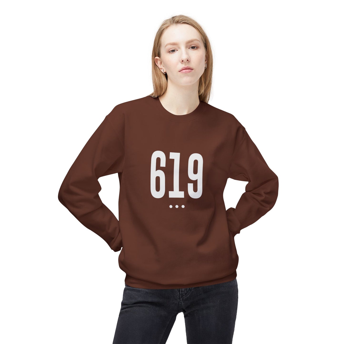 619 White Logo Front Unisex Crewneck Sweatshirt