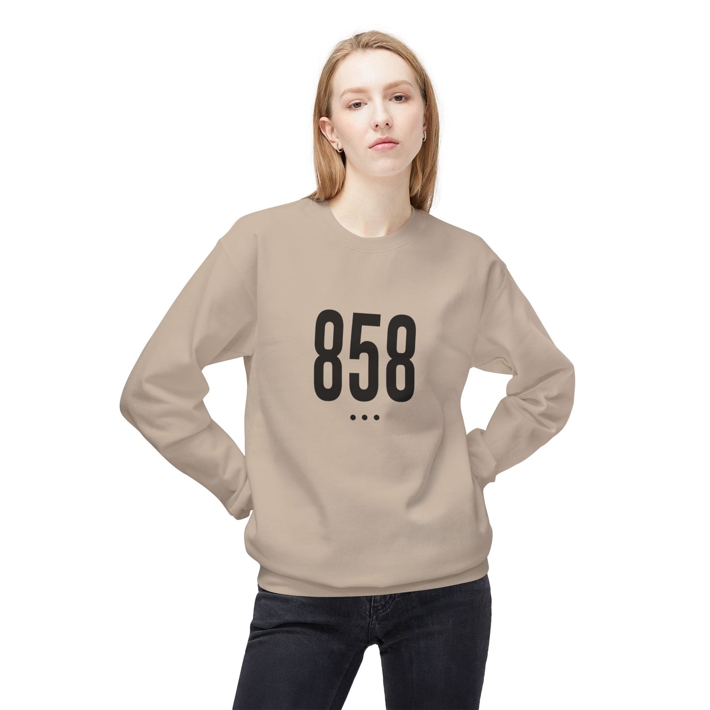 858 Black Logo Front Unisex Crewneck Sweatshirt