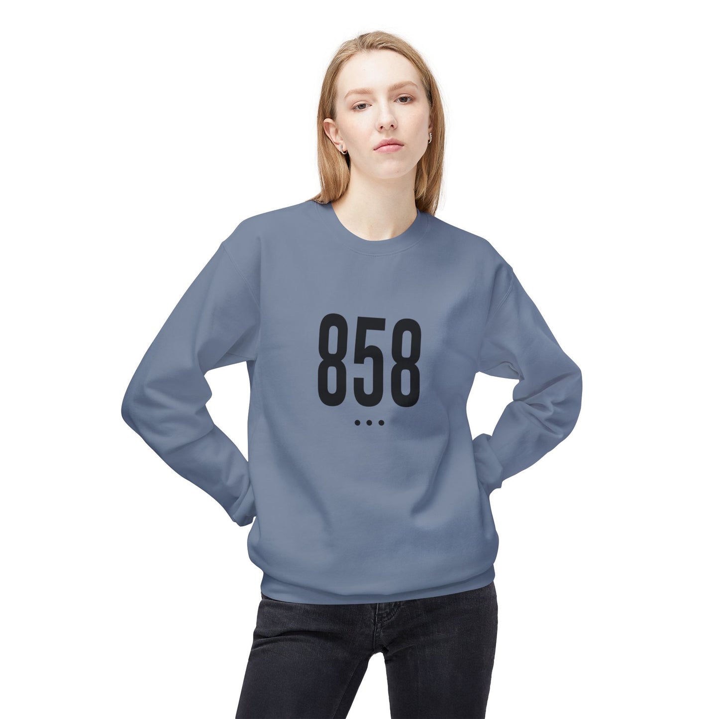 858 Black Logo Front Unisex Crewneck Sweatshirt