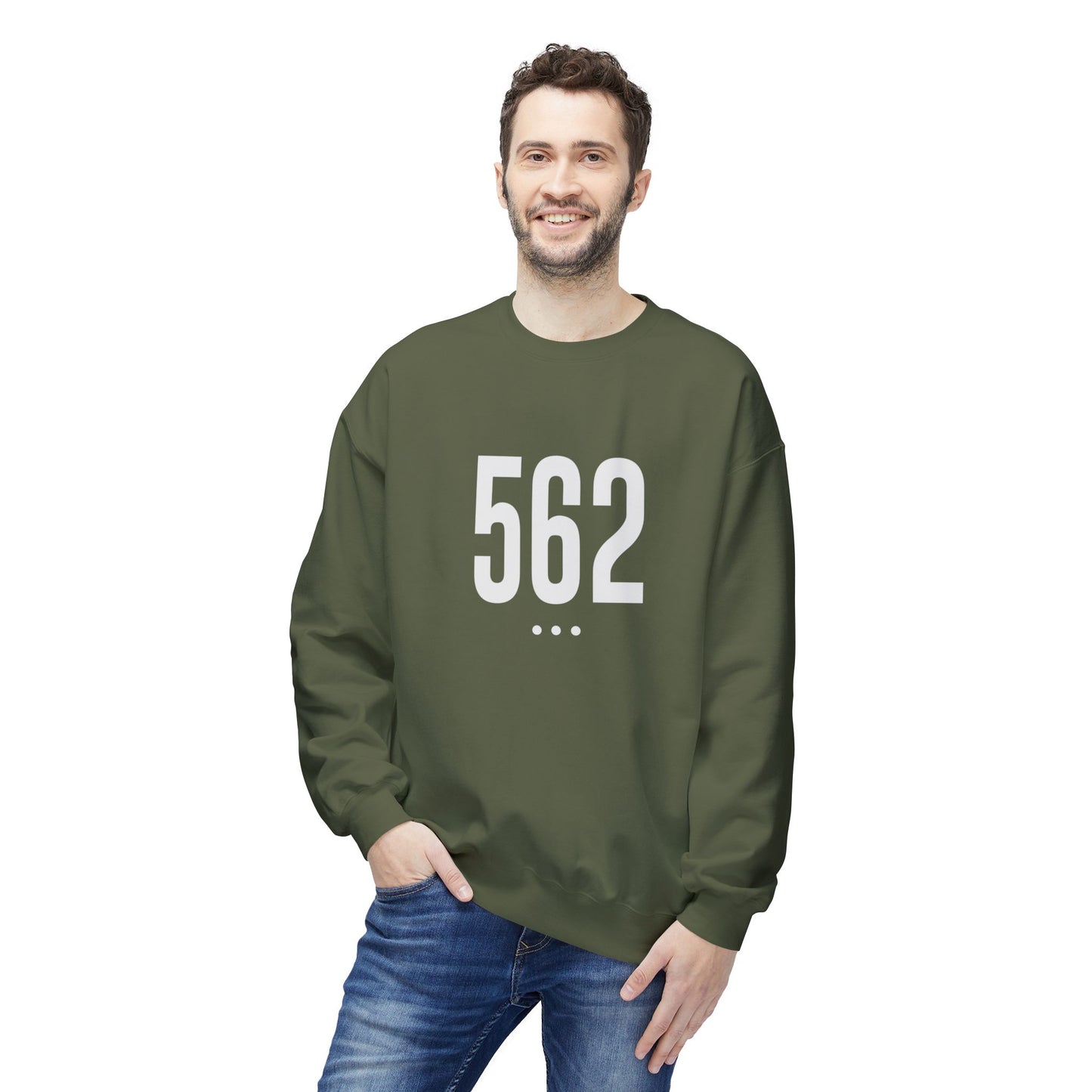 562 White Logo Front Unisex Crewneck Sweatshirt