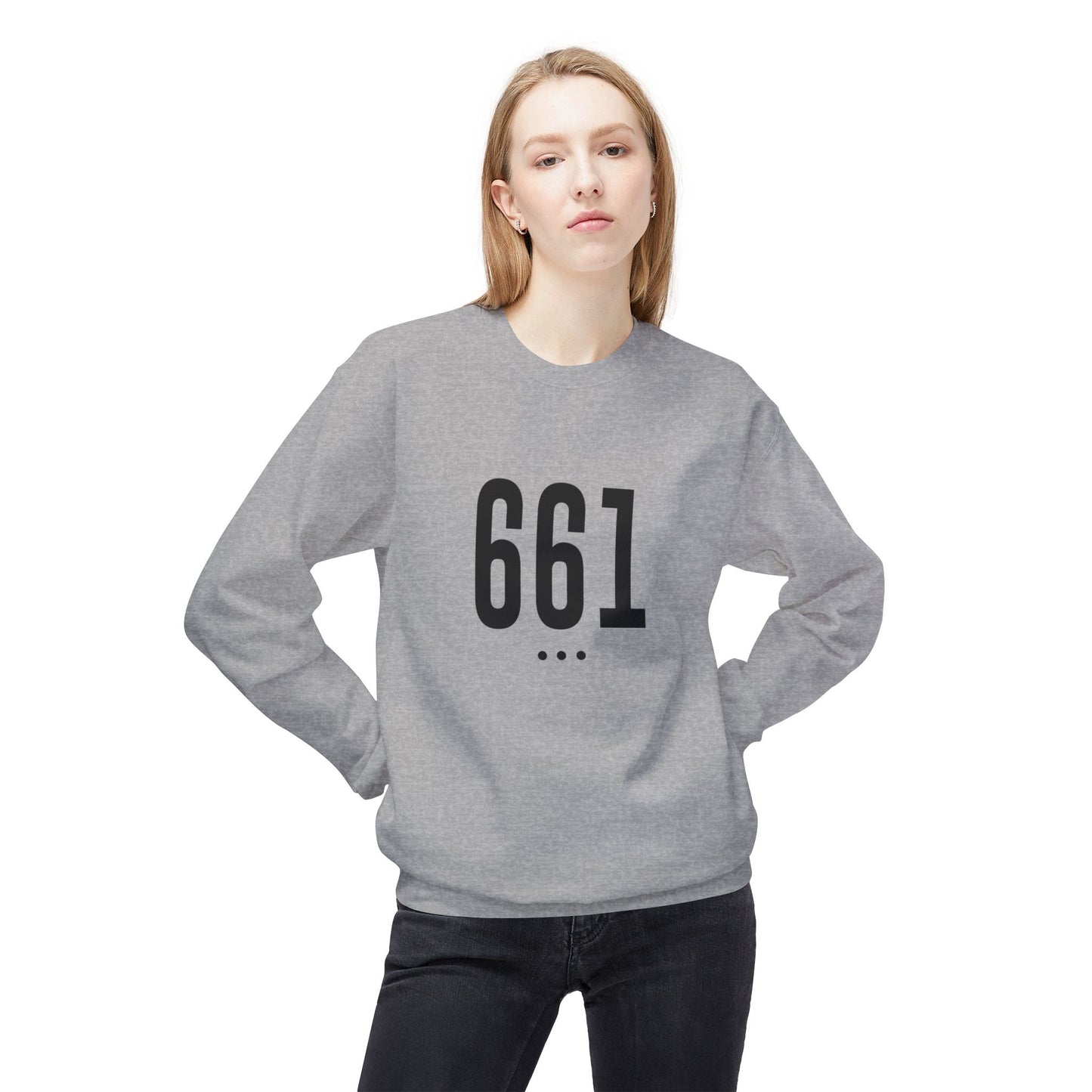 661 Unisex Black Logo Front Crewneck Sweatshirt