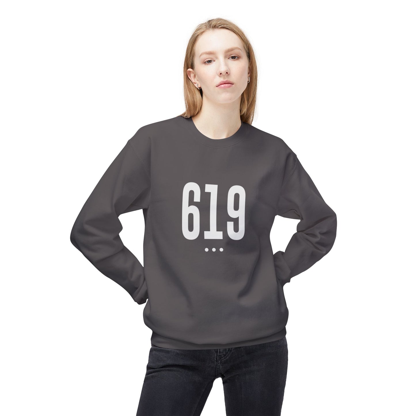 619 White Logo Front Unisex Crewneck Sweatshirt