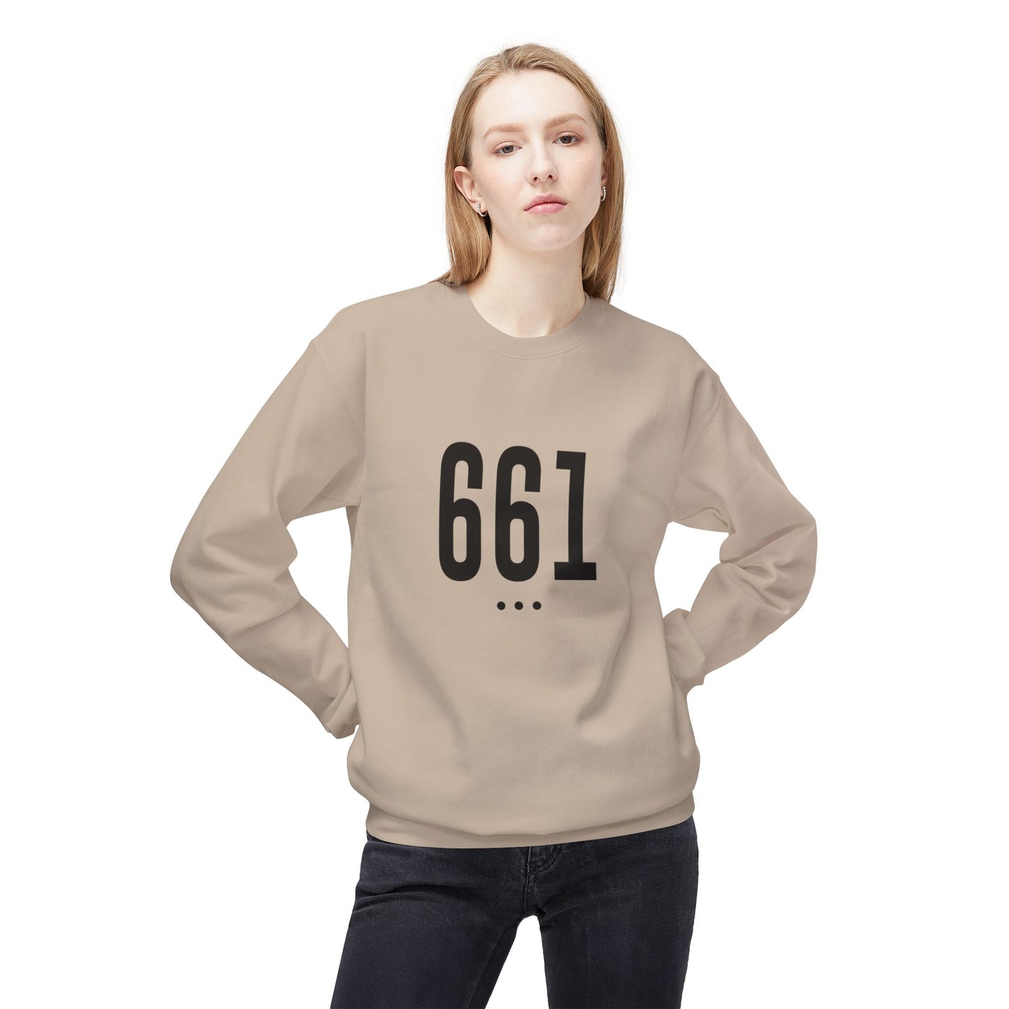 661 Unisex Black Logo Front Crewneck Sweatshirt