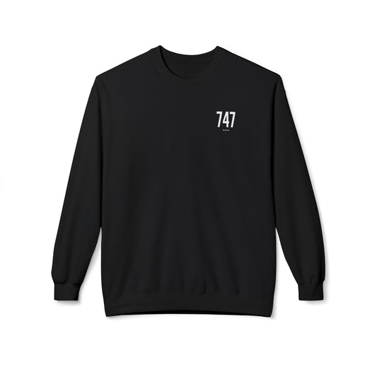 747 Unisex White Logo Crewneck Sweatshirt