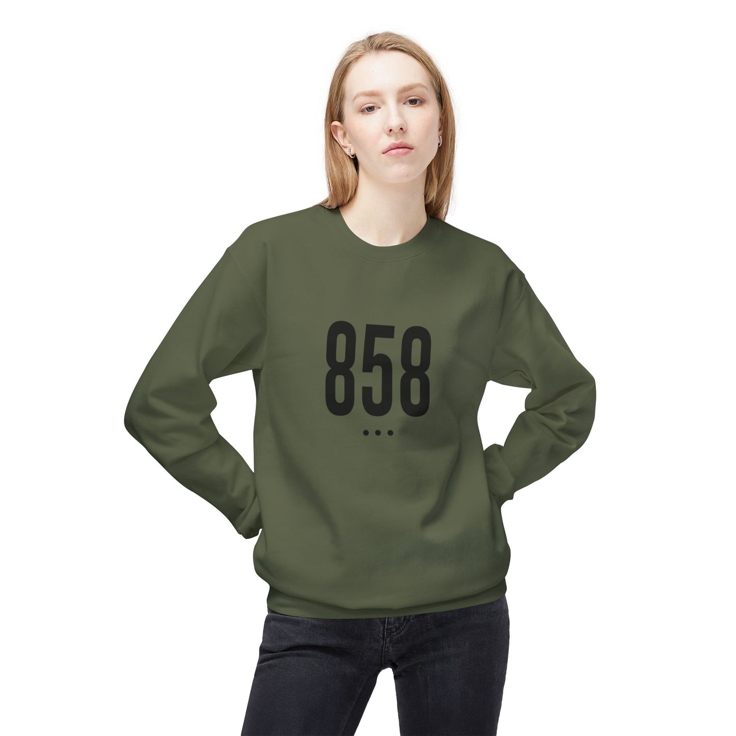 858 Black Logo Front Unisex Crewneck Sweatshirt