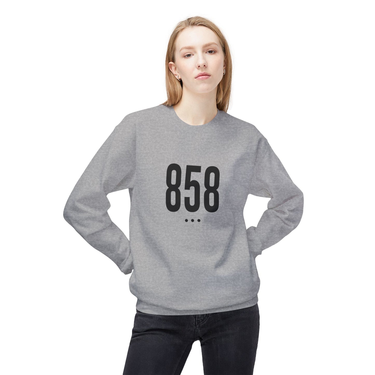 858 Black Logo Front Unisex Crewneck Sweatshirt