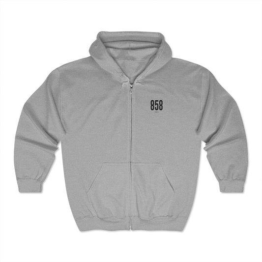 858 Black Logo Zip Hoodie