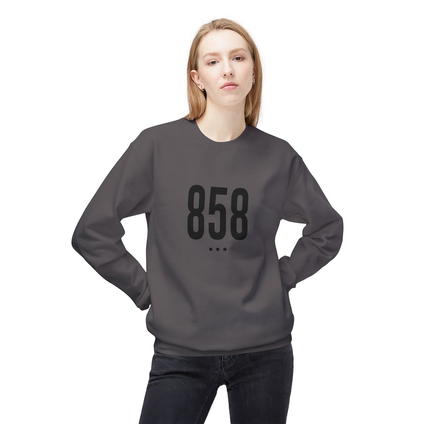 858 Black Logo Front Unisex Crewneck Sweatshirt