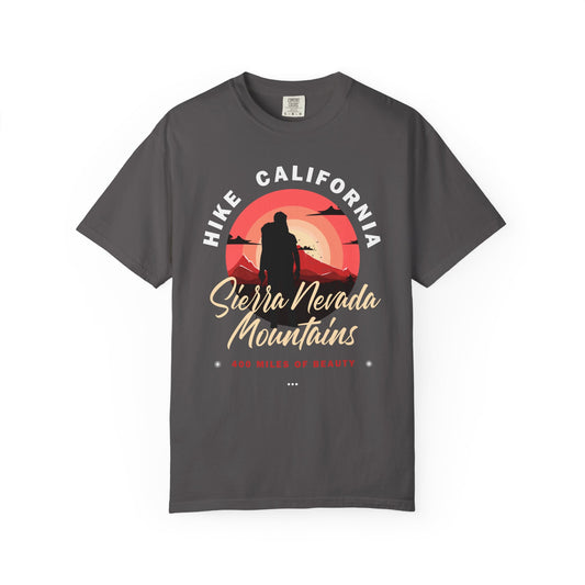 Sierra Nevada Mountains Hike T-Shirt - Unisex Garment-Dyed Tee for Outdoor Enthusiasts
