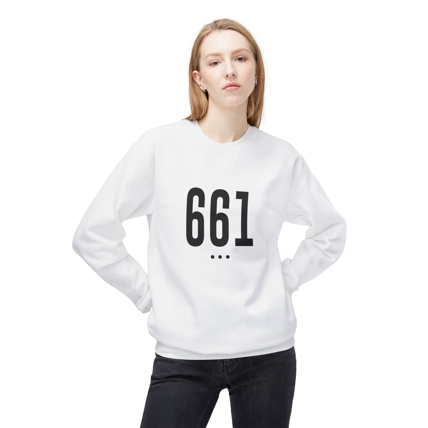 661 Unisex Black Logo Front Crewneck Sweatshirt