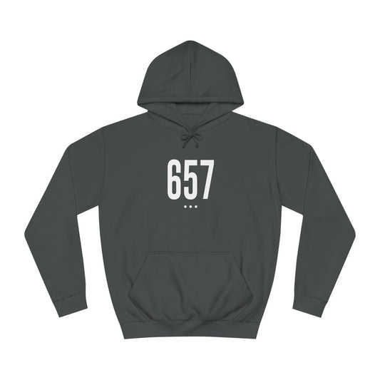 657 White Logo Front College Hoodie