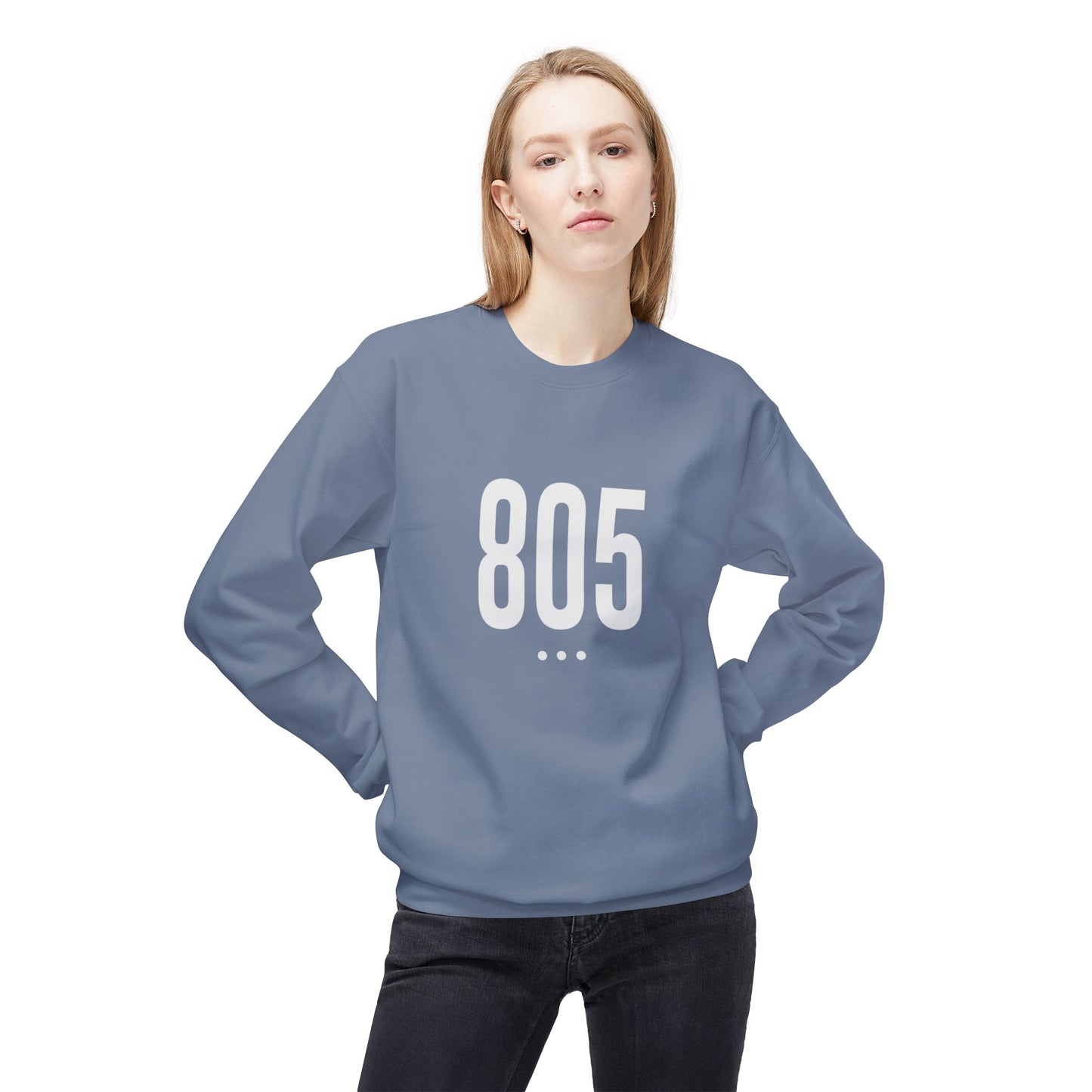 805 White Logo Front Unisex Crewneck Sweatshirt