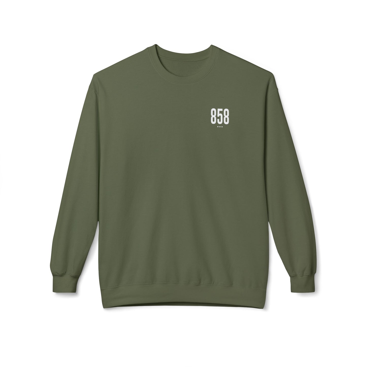 858 White Logo Front Unisex Crewneck Sweatshirt